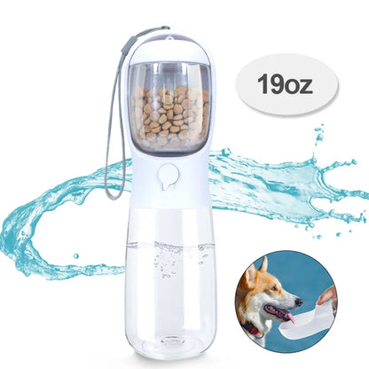 Pet Outdoor Water Bottle,Portable Dog Water Bottle with Food Container,2 in 1 Portable Water Dispenser for Dog,Cat,Rabbit,Puppy and Other Pets for Walking,Hiking,Camping,Travel Automatic Feeder Feeding