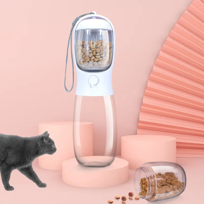 Pet Outdoor Water Bottle,Portable Dog Water Bottle with Food Container,2 in 1 Portable Water Dispenser for Dog,Cat,Rabbit,Puppy and Other Pets for Walking,Hiking,Camping,Travel Automatic Feeder Feeding