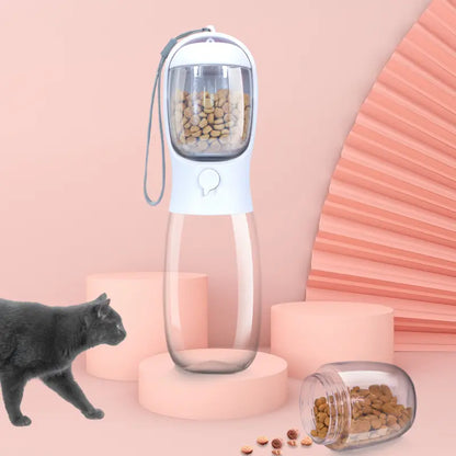 Pet Outdoor Water Bottle,Portable Dog Water Bottle with Food Container,2 in 1 Portable Water Dispenser for Dog,Cat,Rabbit,Puppy and Other Pets for Walking,Hiking,Camping,Travel Automatic Feeder Feeding