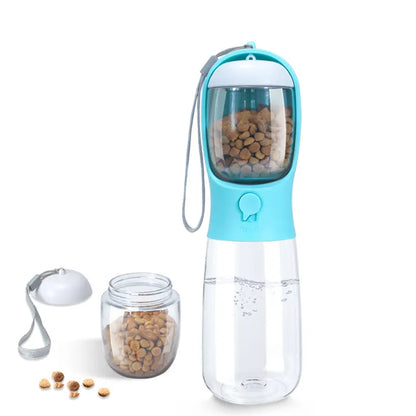 Pet Outdoor Water Bottle,Portable Dog Water Bottle with Food Container,2 in 1 Portable Water Dispenser for Dog,Cat,Rabbit,Puppy and Other Pets for Walking,Hiking,Camping,Travel Automatic Feeder Feeding