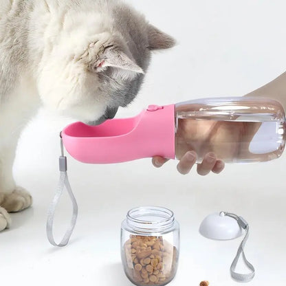 Pet Outdoor Water Bottle,Portable Dog Water Bottle with Food Container,2 in 1 Portable Water Dispenser for Dog,Cat,Rabbit,Puppy and Other Pets for Walking,Hiking,Camping,Travel Automatic Feeder Feeding