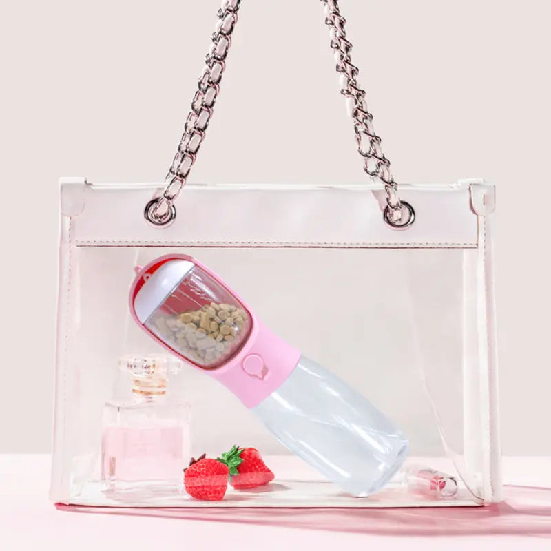 Pet Outdoor Water Bottle,Portable Dog Water Bottle with Food Container,2 in 1 Portable Water Dispenser for Dog,Cat,Rabbit,Puppy and Other Pets for Walking,Hiking,Camping,Travel Automatic Feeder Feeding