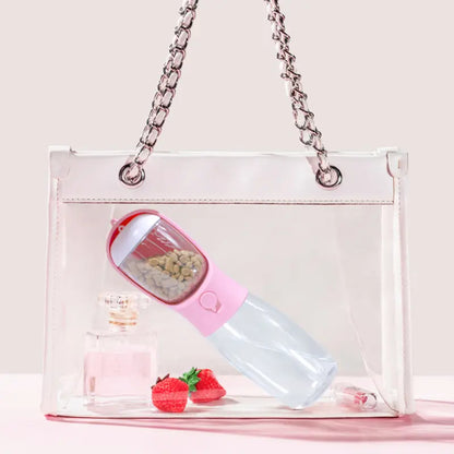 Pet Outdoor Water Bottle,Portable Dog Water Bottle with Food Container,2 in 1 Portable Water Dispenser for Dog,Cat,Rabbit,Puppy and Other Pets for Walking,Hiking,Camping,Travel Automatic Feeder Feeding