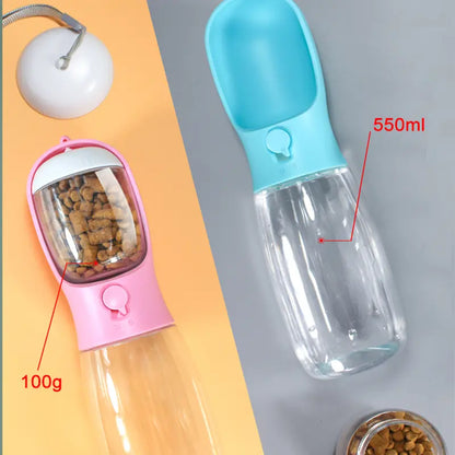 Pet Outdoor Water Bottle,Portable Dog Water Bottle with Food Container,2 in 1 Portable Water Dispenser for Dog,Cat,Rabbit,Puppy and Other Pets for Walking,Hiking,Camping,Travel Automatic Feeder Feeding